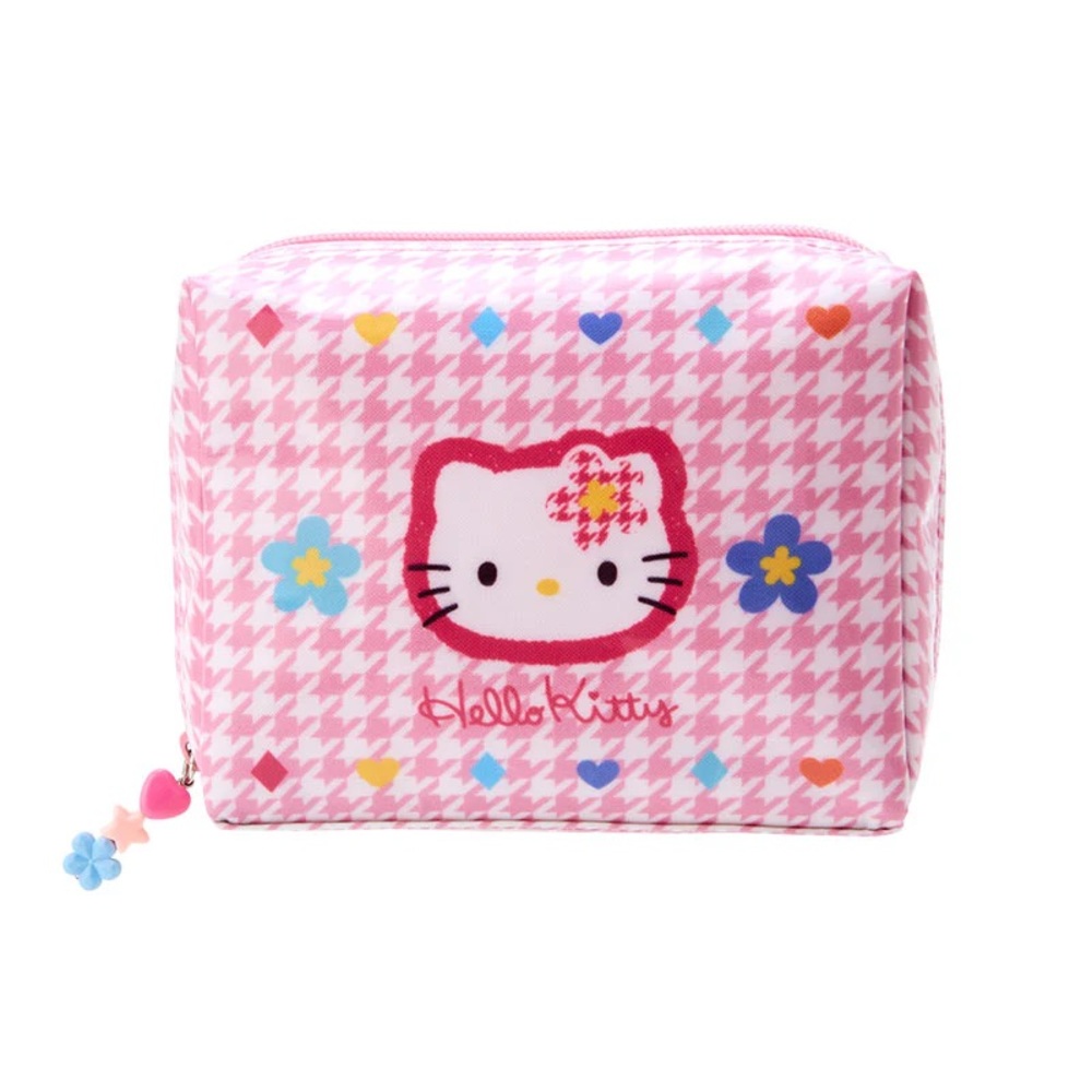 Sanrio Hello Kitty Houndstooth Floral Zip Pouch